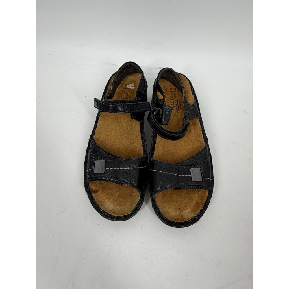 Naot Papaya Women's Size 39 US 8 Black Leather Slides Wedge Sandals Comfort